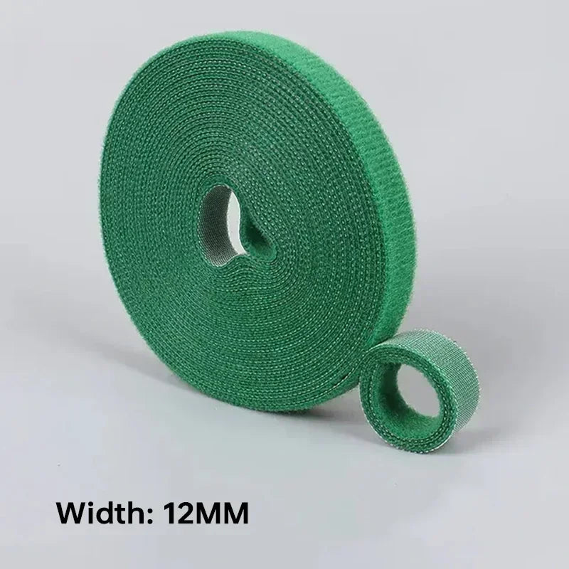 Green woven belt roll with a width of 12MM on a light gray background