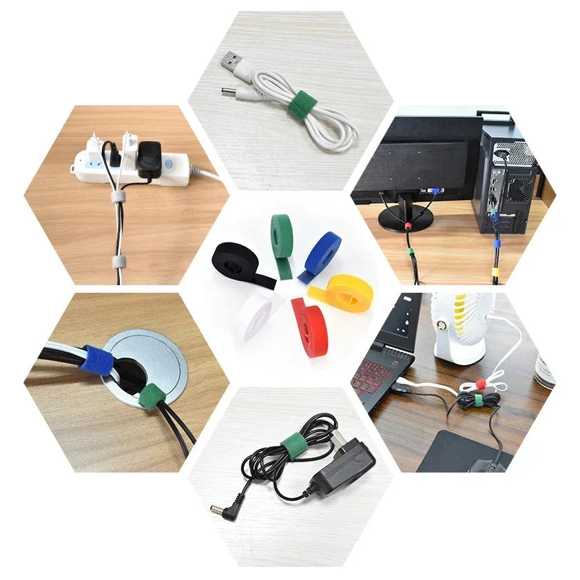 Collage of various electronic accessories including cables and connectors on a white background.