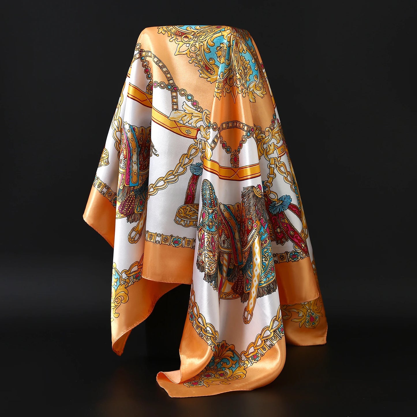 90×90cm Silk Satin Square Scarf for Women
