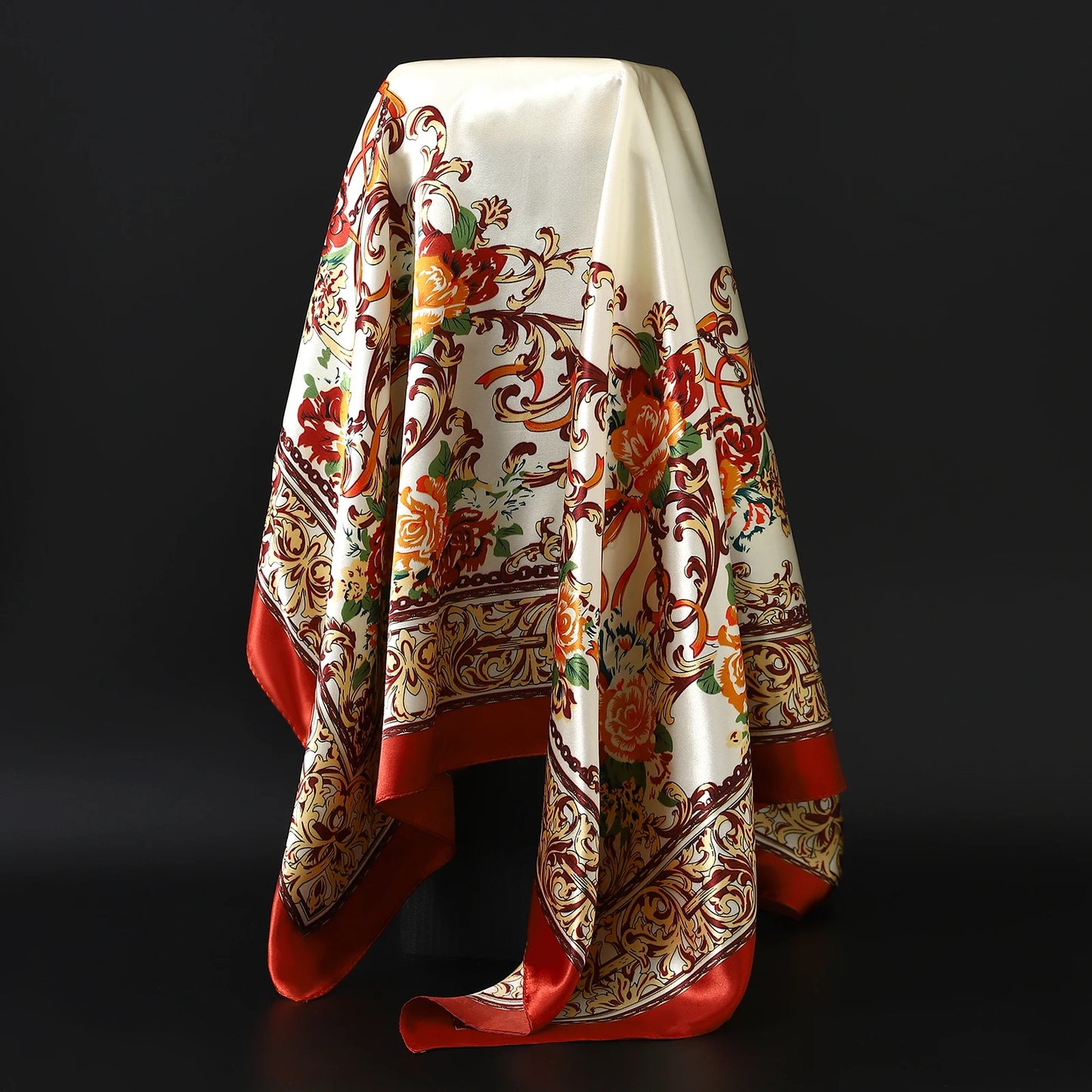 90×90cm Silk Satin Square Scarf for Women