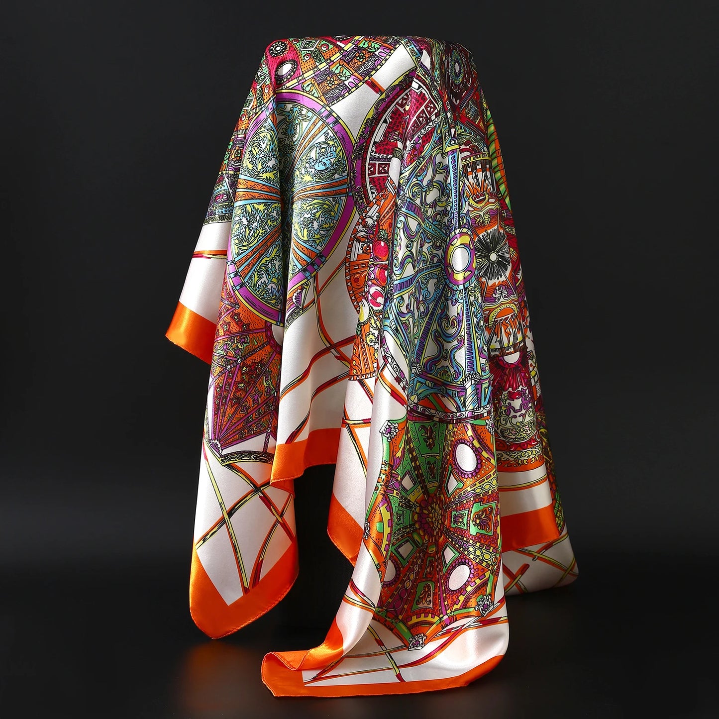 90×90cm Silk Satin Square Scarf for Women