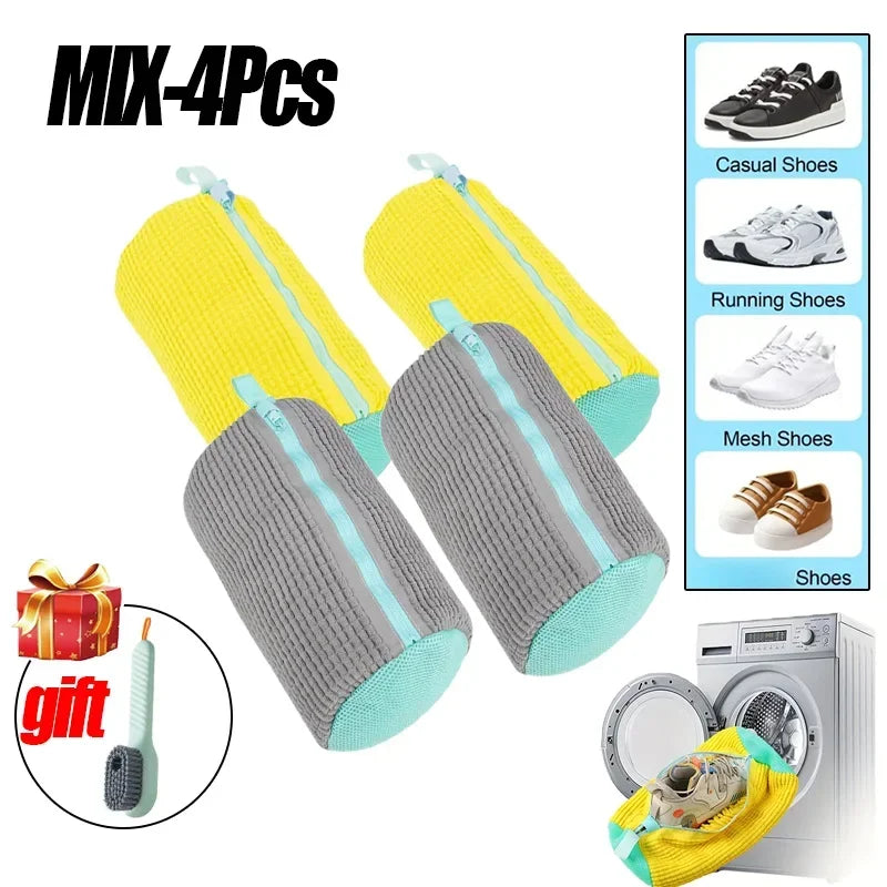 Two shoe cleaning rollers with a gift icon and images of different shoes on a white background.
