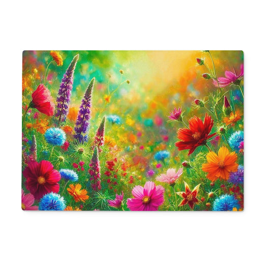 Wildflowers Glow Glass Chopping Board Rectangular