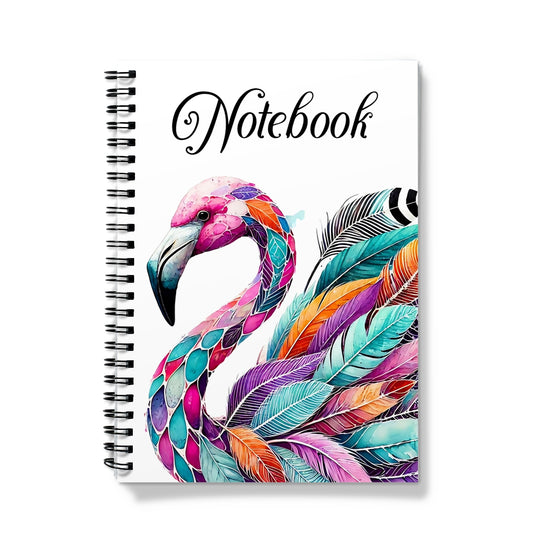 Watercolour Feathers Flamingo Spiral Notebook