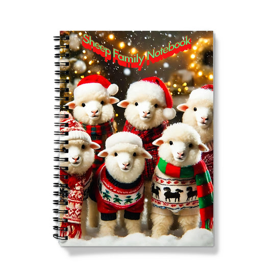 Sheep Family Christmas Spiral Notebook