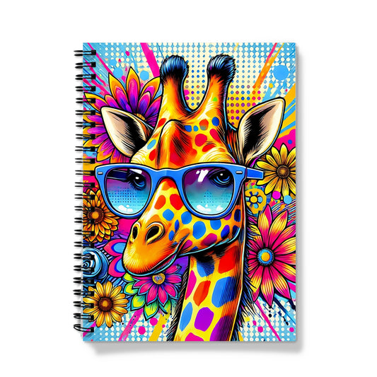 Giraffe Floral with Glasses Spiral Notebook