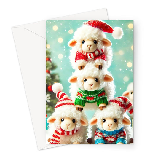 Cute Christmas Sheep Greeting Cards - Pack of 10 Cards