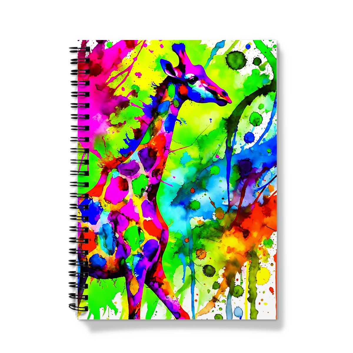 Water Coloured Giraffe Spiral Notebook