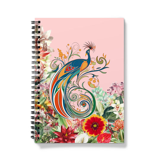 Floral Peacock Spiral Notebook