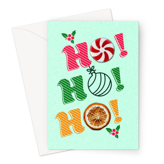 Cute Christmas Ho Ho Ho Greeting Cards  - Pack of 10 Cards