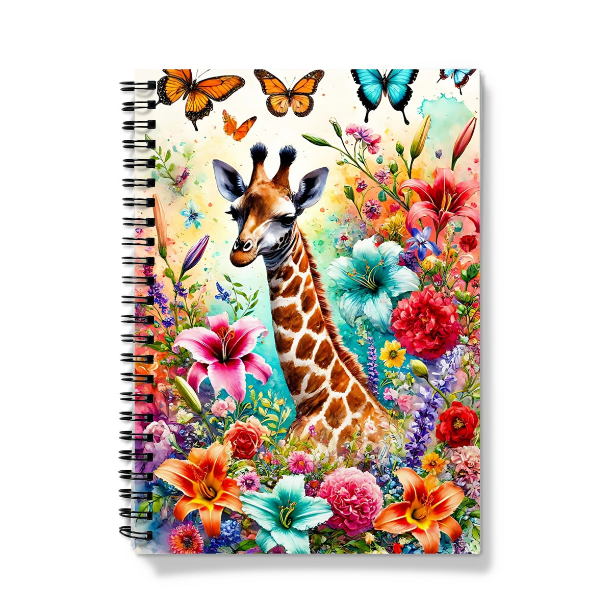 Giraffe and Butterflies Spiral Notebook