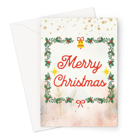 Merry Christmas Cream Greeting Cards - Pack of 10 Cards