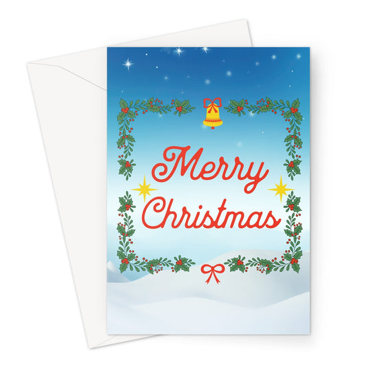 Merry Christmas Blue Greeting Cards - Pack of 10 Cards