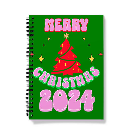 Green Merry Christmas 2024 Spiral Notebook