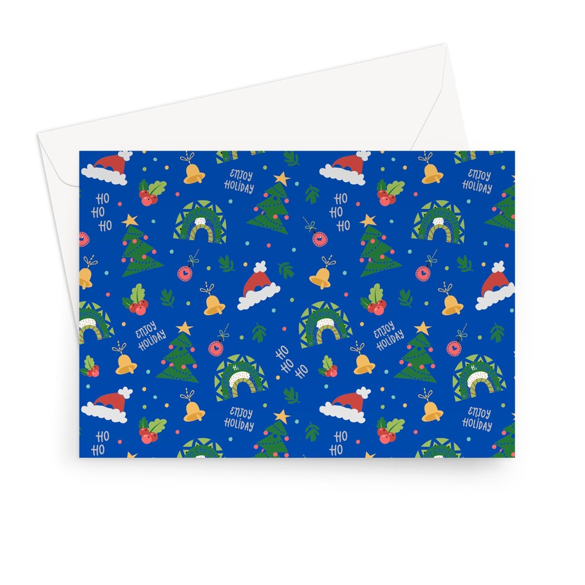 Blue Christmas Ho Ho Ho Greeting Card - Paperdec