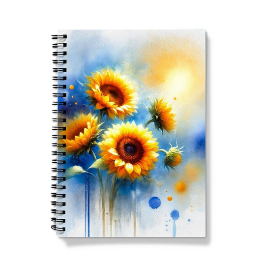 Blue Watercolour Sunflower Notebook