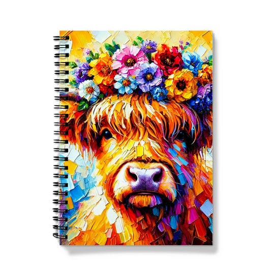 Highland Cow Impasto Spiral Notebook