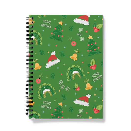 Green Christmas Ho Ho Ho Spiral Notebook