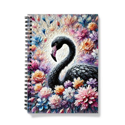 Floral Black Flamingo Notebook