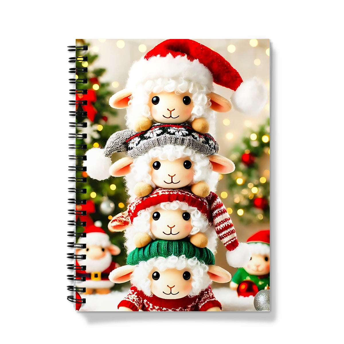 Fluffy Stacked Sheep Christmas Notebook