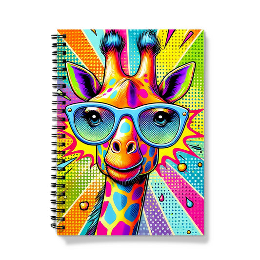 Giraffe Pop with Glasses Spiral Notebook