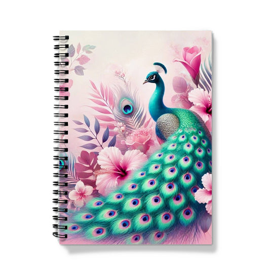 Tropical Pink Peacock Spiral Notebook