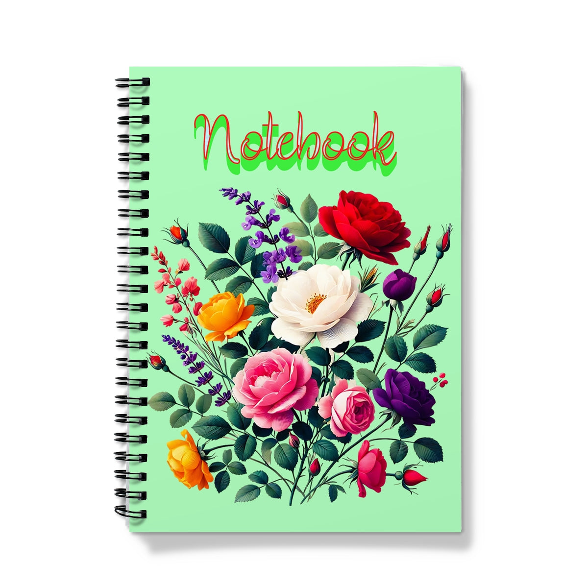 Wild Rose Floral Green Notebook