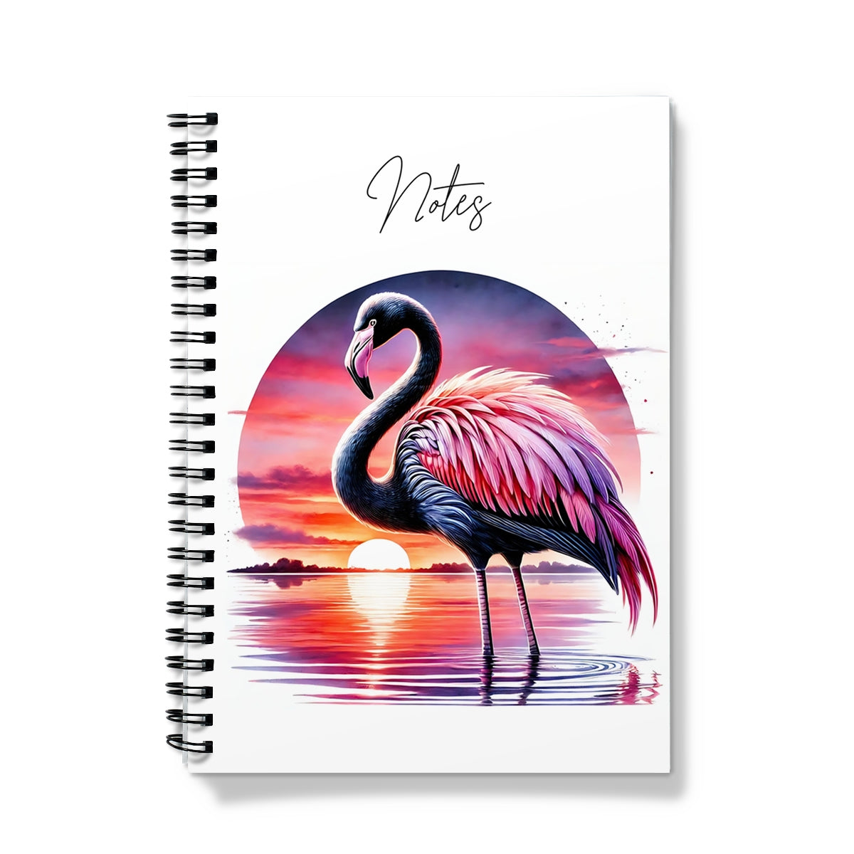 Sunset Black Flamingo Spiral Notebook