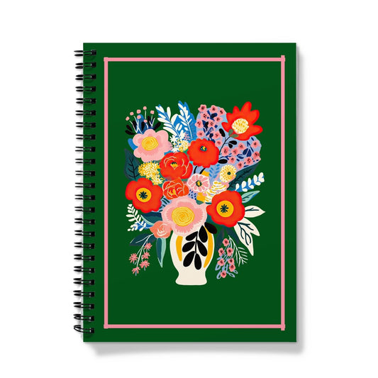 Dark Green Floral Vase Notebook