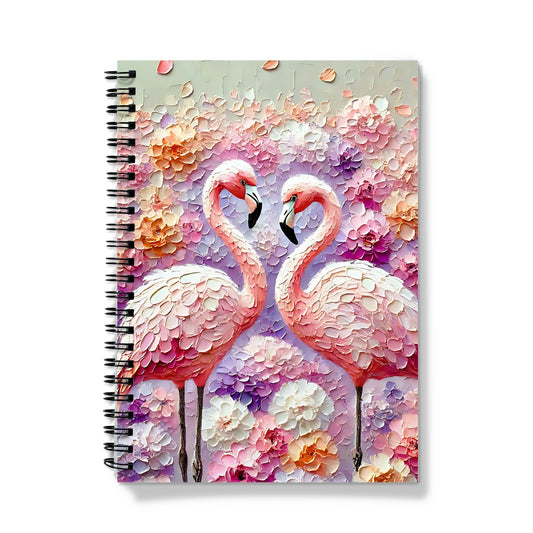 Floral Flamingos Spiral Notebook