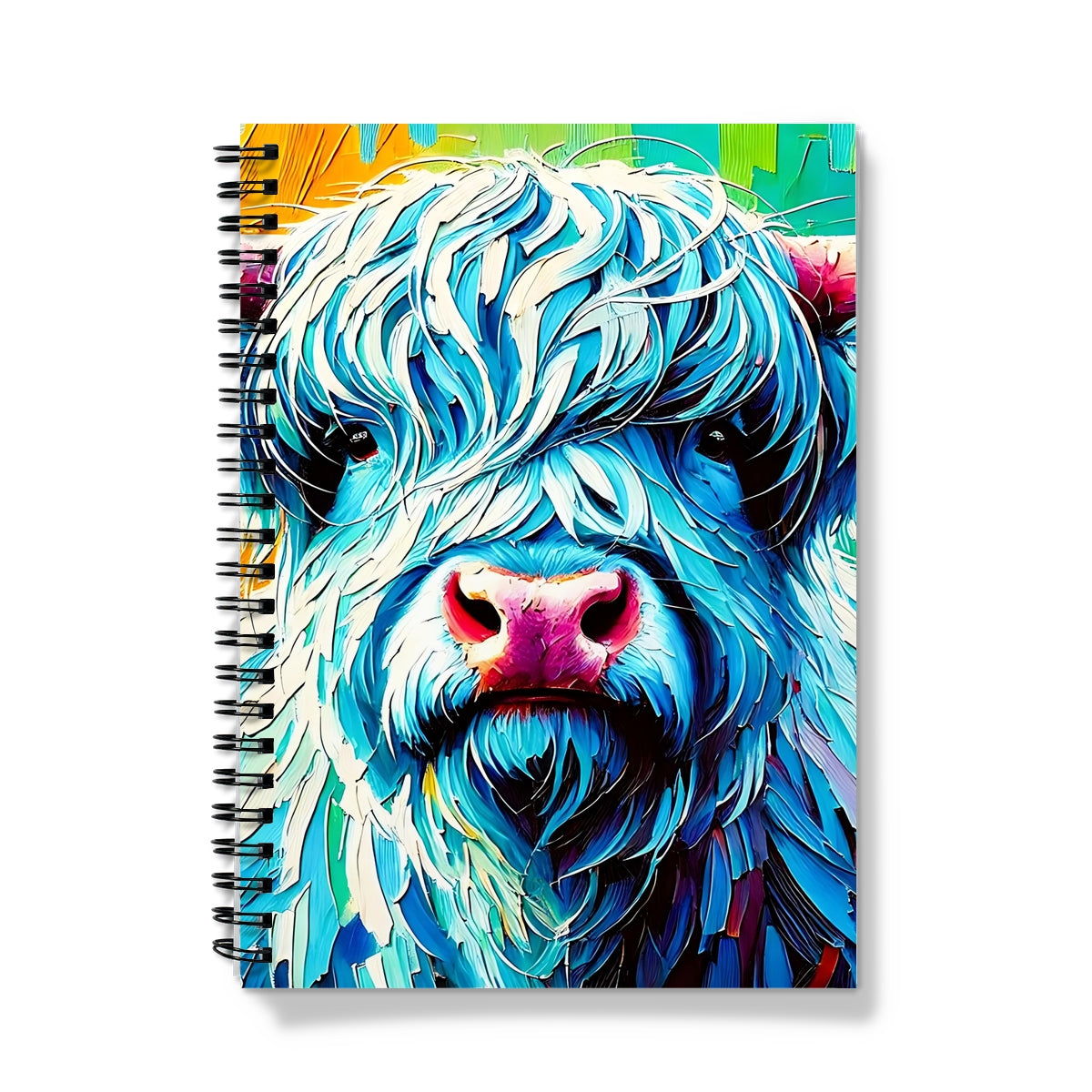 Turquoise Mix Highland Cow Spiral Notebook