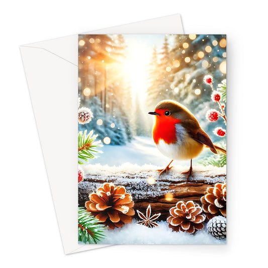 Christmas Robin Pinecones Greeting Cards - Pack of 10 Cards