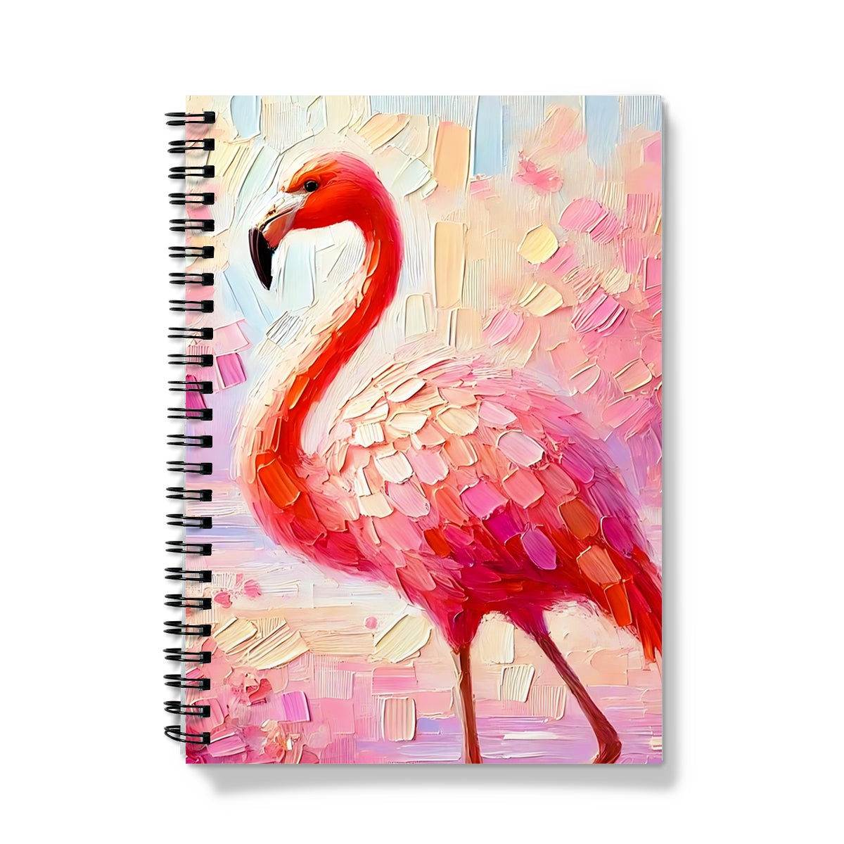 Flamingo Impasto Painting Spiral Notebook