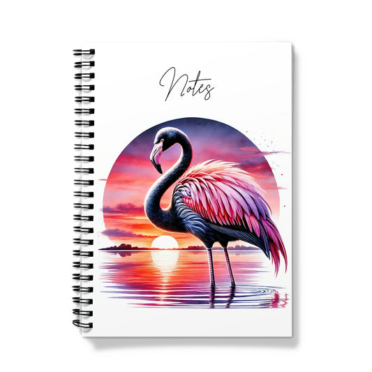 Sunset Black Flamingo Spiral Notebook