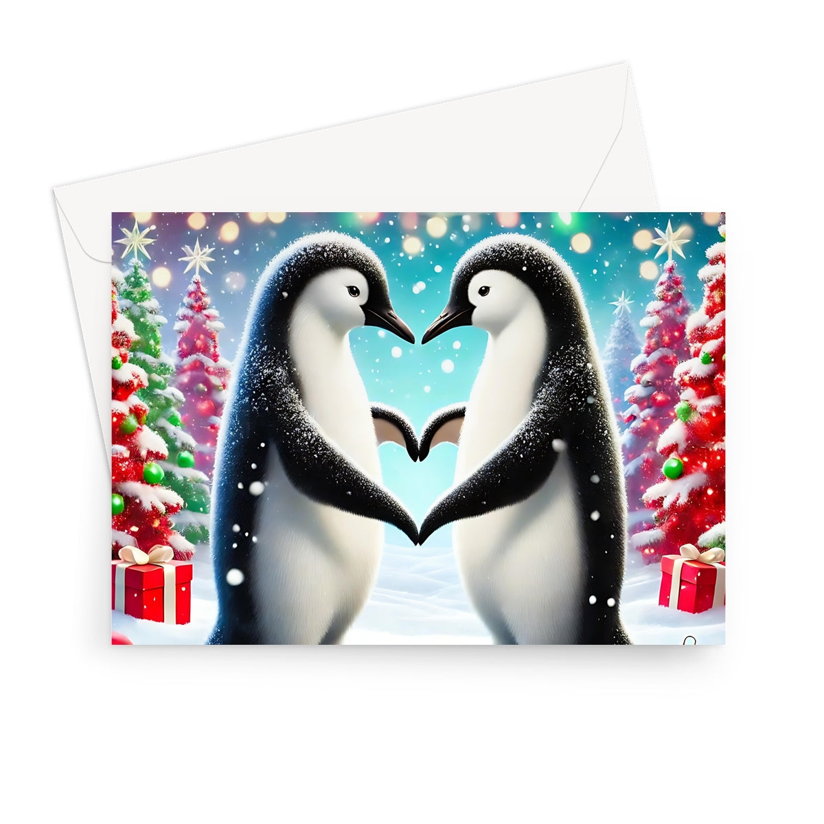 Penguin Hearts Christmas Greeting Card