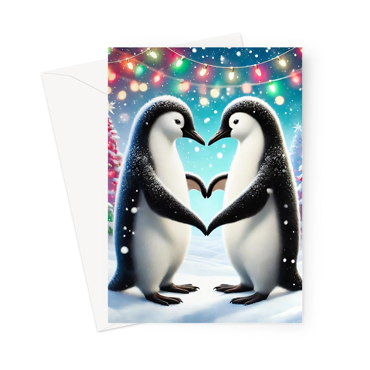 Penguin Hearts Christmas Greeting Card