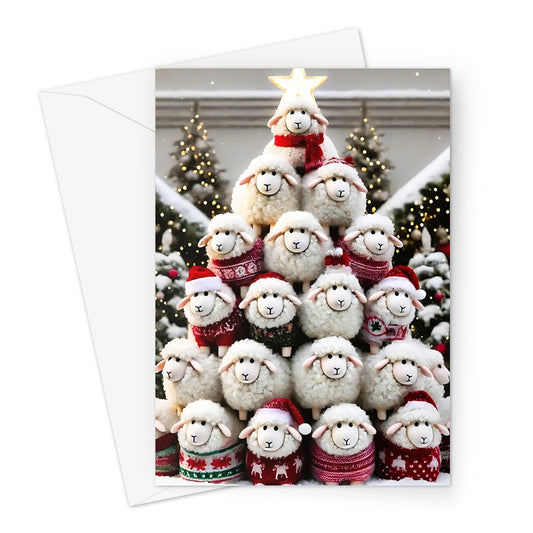 Sheep Christmas Tree Greeting Cards - Pack of 10 Cards