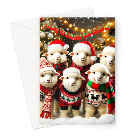 Sheep Family Christmas Greeting Cards - Pack of 10 Cards