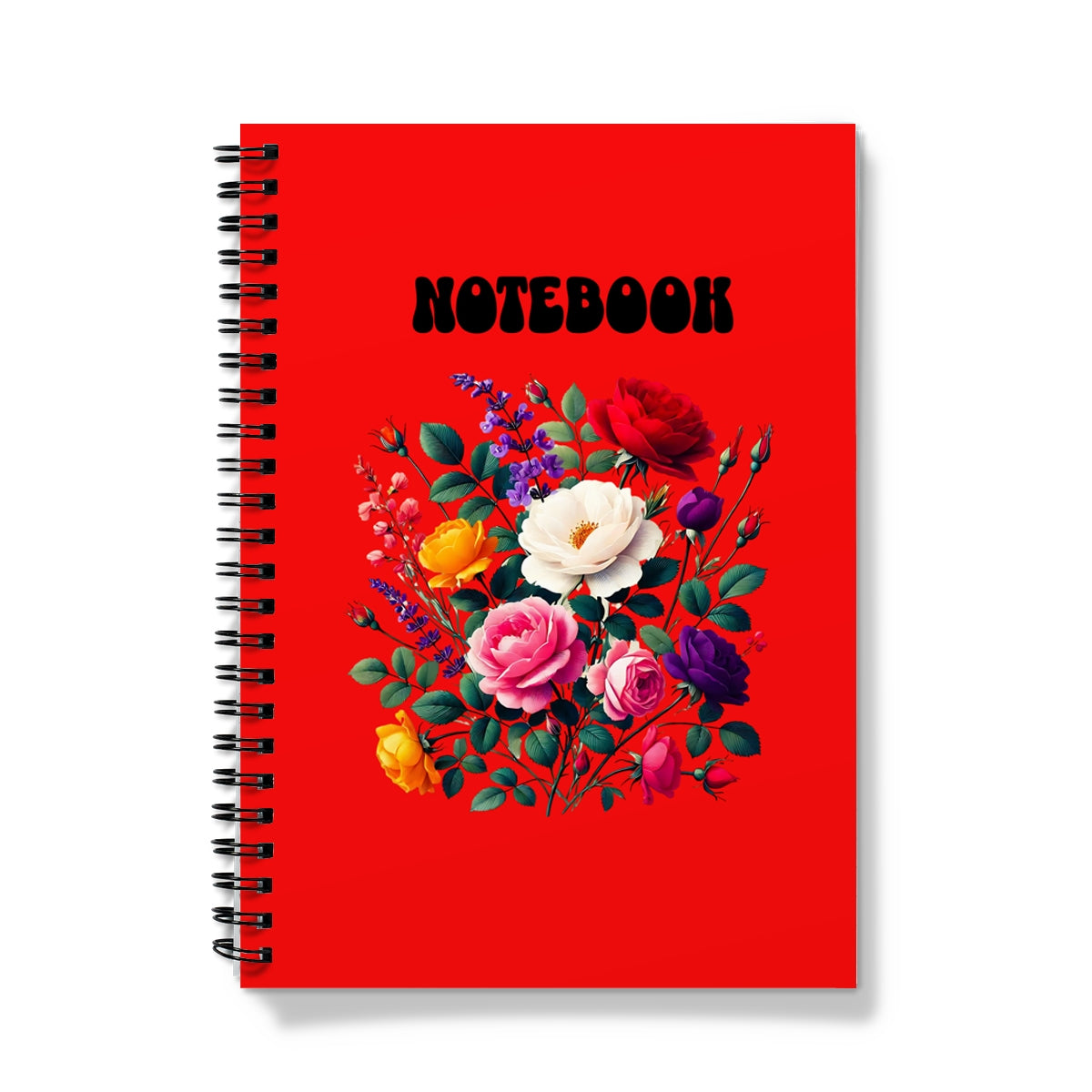 Red Wildrose Spiral Notebook