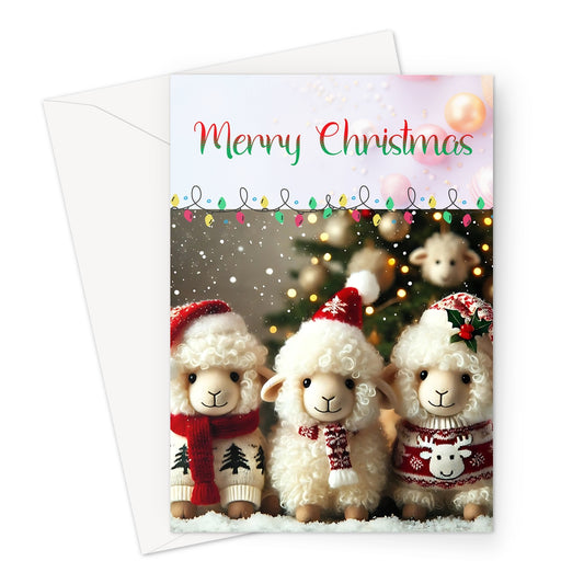 Three Little Sheep Christmas Greeting Cards - Pack of 10 Cards