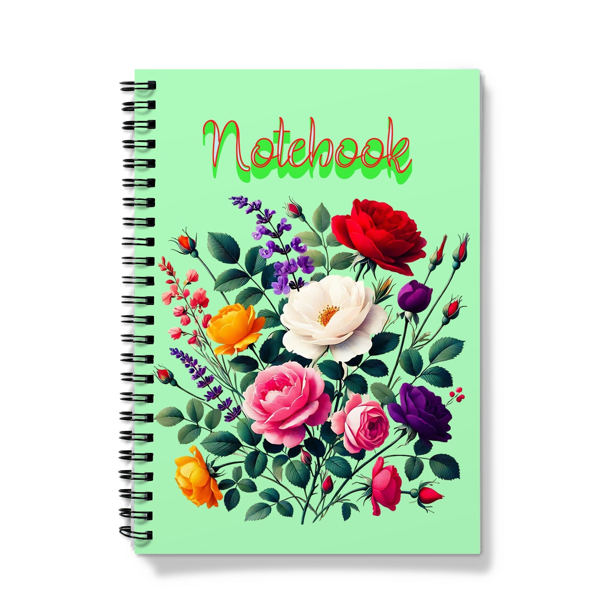 Wild Rose Floral Green Notebook