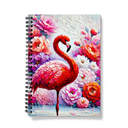 Floral Red Spiral Flamingo Notebook