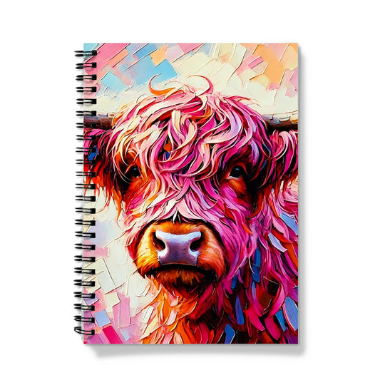 Pink Highland Cow Spiral Notebook