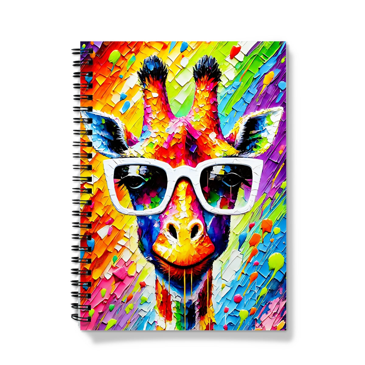 Giraffe with White Glasses Spiral Notebook