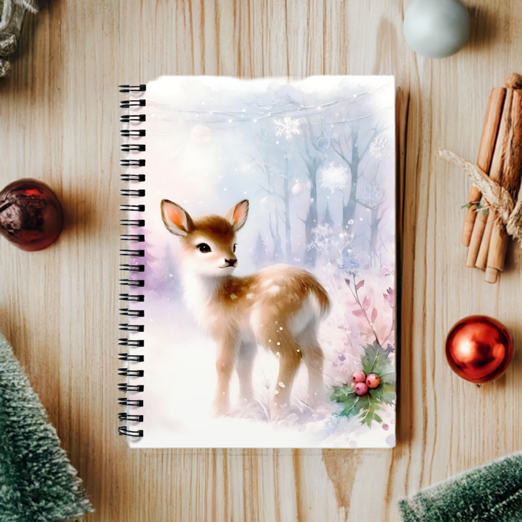 Baby Reindeer Christmas Spiral Notebook