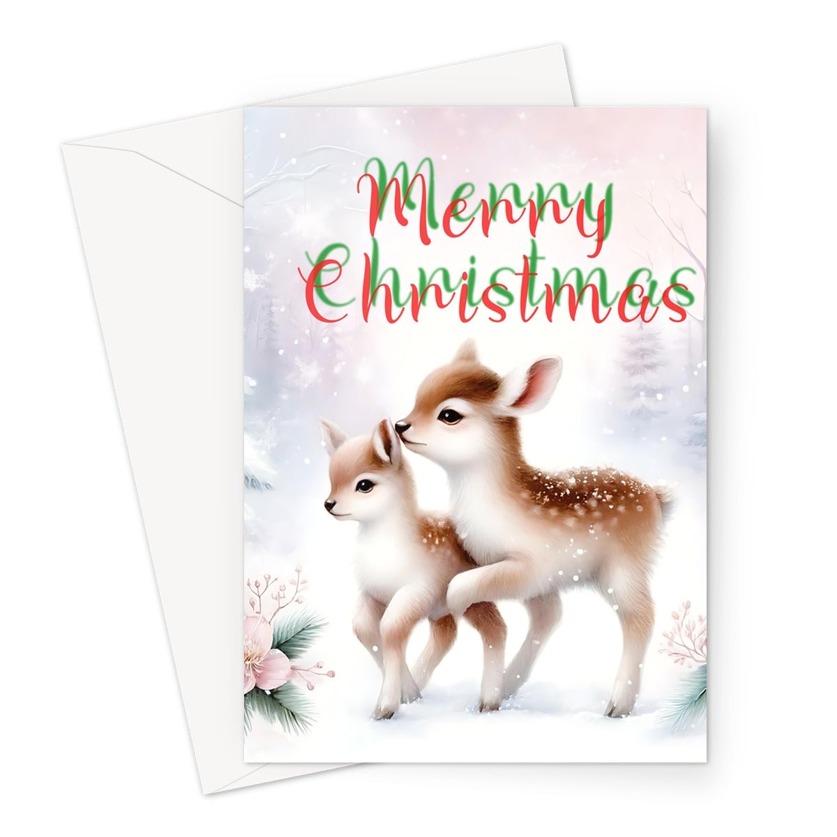 Merry Christmas Young Reindeers Greeting Cards - Pack of 10 Cards