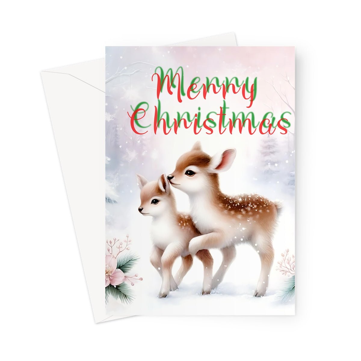 Merry Christmas Young Reindeers Greeting Cards - Pack of 10 Cards