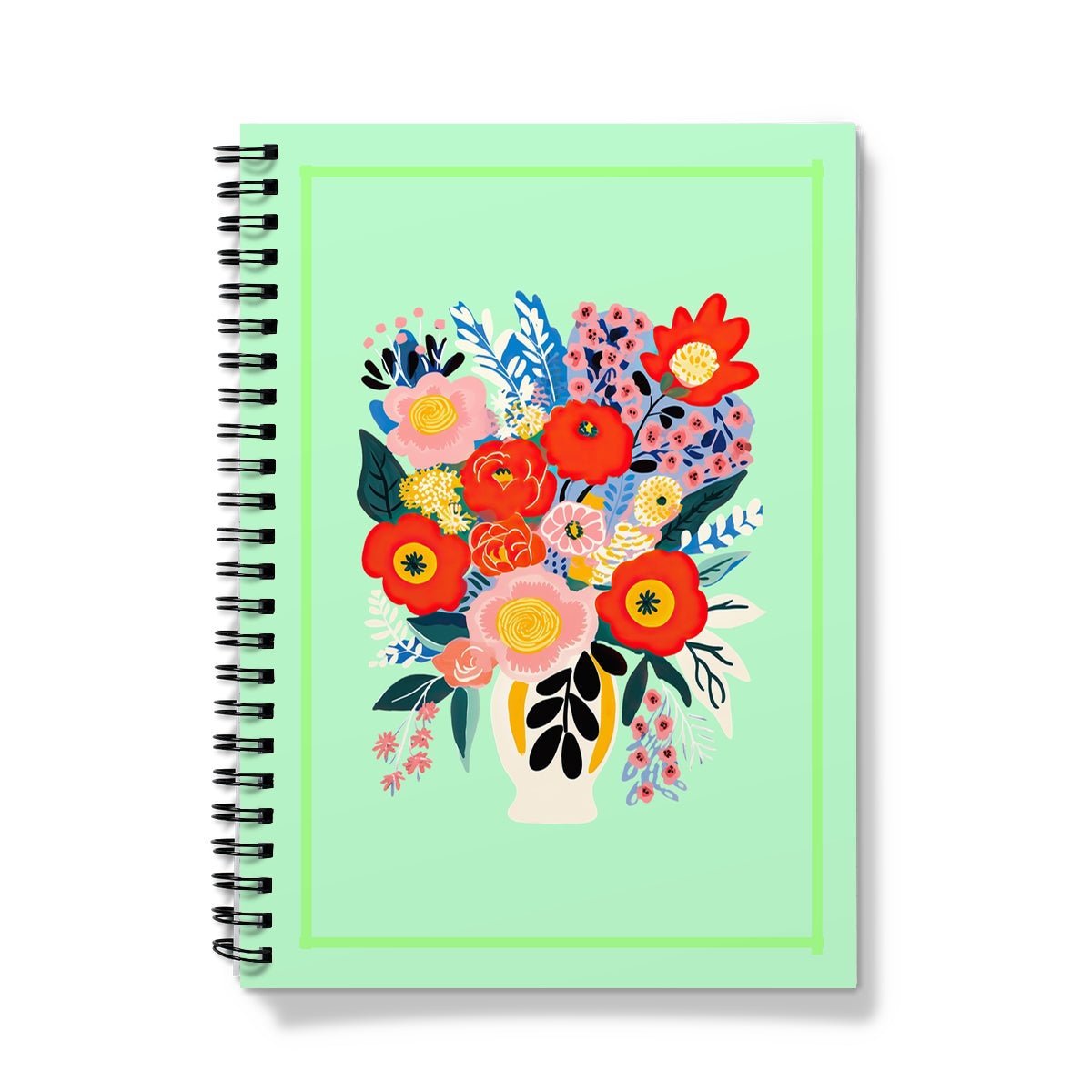 Mint Green Floral Vase Notebook