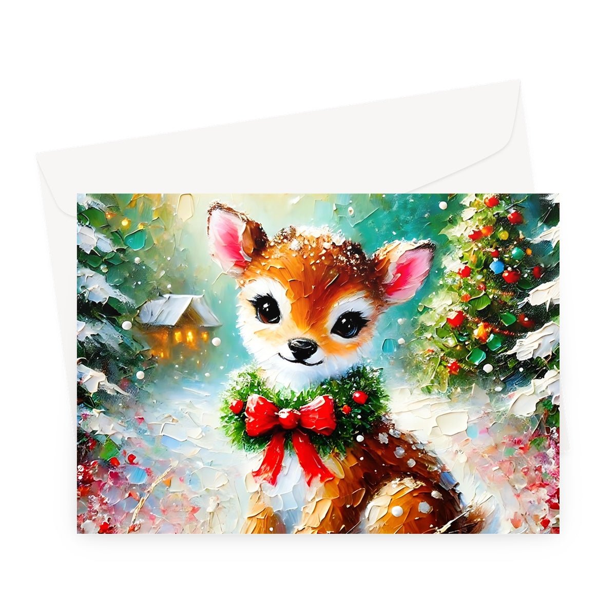 Reindeer Snowy Christmas Greeting Cards - Pack of 10 Cards