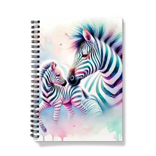 Zebra and Baby Watercolour Spiral Notebook